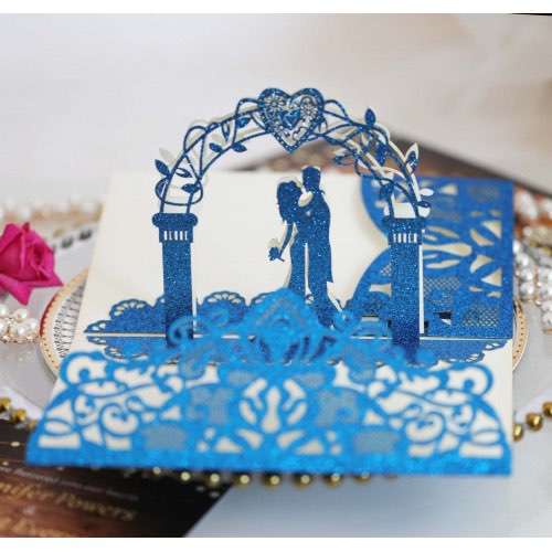 3D Marriage Invitation Card Laser Cut Invitation Glitter Paper American Card Wholesale